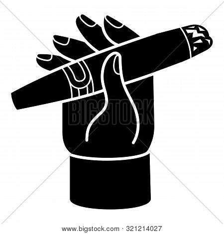 Cigar In Hand Icon. Simple Illustration Of Cigar In Hand Vector Icon For Web Design Isolated On Whit