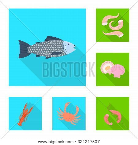 Vector Design Of Product And Ocean Symbol. Set Of Product And Restaurant Stock Vector Illustration.