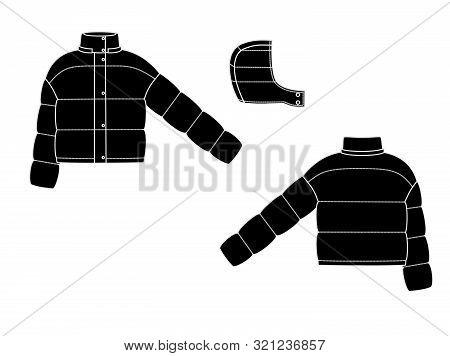 Sport Winter Puff Jacket Technical Sketch Back And Front View