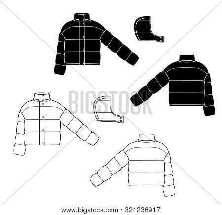 Sport Winter Puff Jacket Technical Sketch Back And Front View