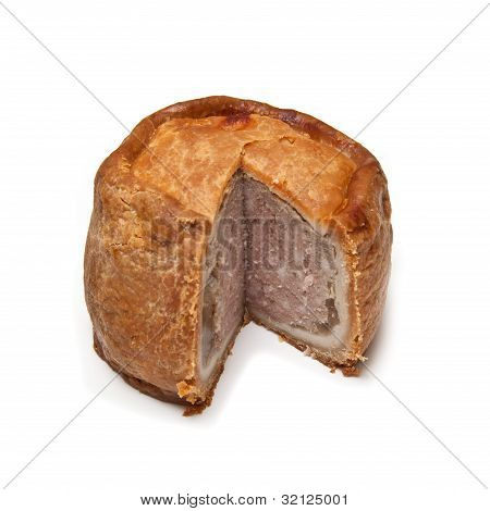 Melton Mowbray koláč izolovaných na bílém Studio pozadí.