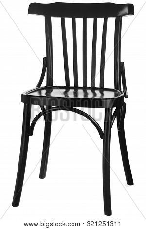 Black Wooden Chair Isolated On White Background
