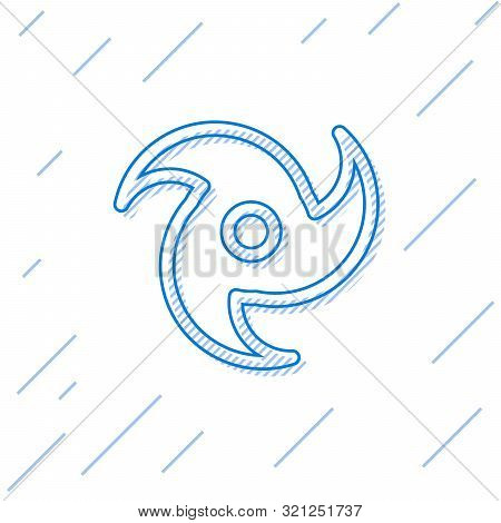 Blue Line Tornado Icon Isolated On White Background. Cyclone, Whirlwind, Storm Funnel, Hurricane Win