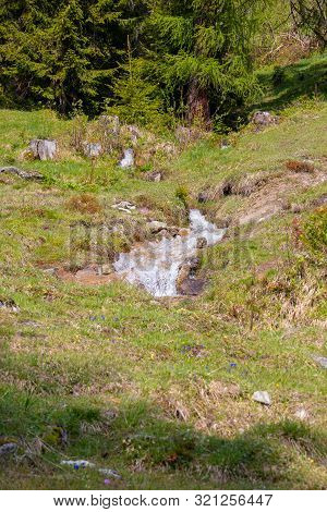 Panorama Of Untouched Landscapes In The Austrian Alps With River, Streams And Waterfalls