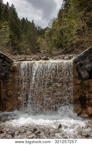 Panorama Of Untouched Landscapes In The Austrian Alps With River, Streams And Waterfalls