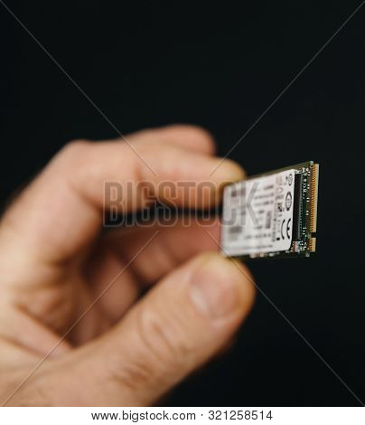 Paris, France - Jan 2, 2018: Detail Of Interface For New Fast Sk Hynix Nvm Express Non-volatile Memo