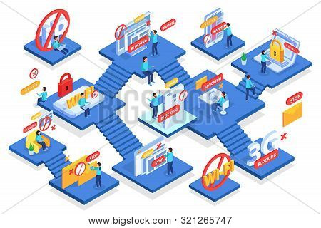 Internet Users Social Media Group Members Websites Devices Ip Address Blocking Concept Multilevel Is