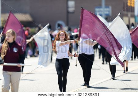 Benton Harbor, Michigan, Usa - May 4, 2019: Blossomtime Festival Grand Floral Parade, Members Of The