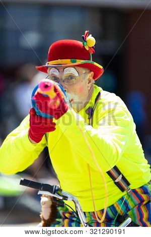 Benton Harbor, Michigan, Usa - May 4, 2019: Blossomtime Festival Grand Floral Parade, Michiana Clown