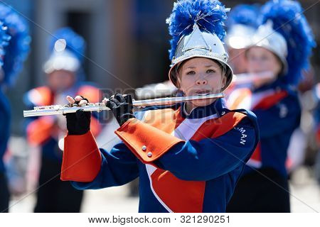 Benton Harbor, Michigan, Usa - May 4, 2019: Blossomtime Festival Grand Floral Parade, Members Of The