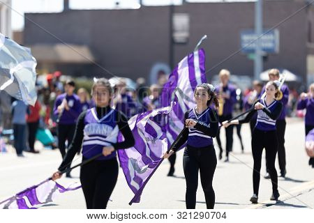 Benton Harbor, Michigan, Usa - May 4, 2019: Blossomtime Festival Grand Floral Parade, Members Of The