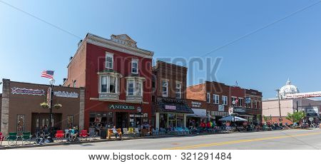 Buckhannon, West Virginia, Usa - May 18, 2019: The Historic Building Along Main Street, With Locals 