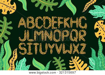 Modern Folk Tropical Font Alphabet. Handwritten Font Letters. Hand Lettering Font For Your Design: L