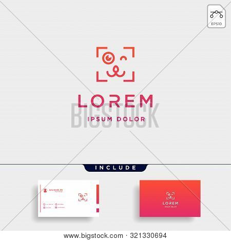 Dog Paw Camera Logo Template Vector Design