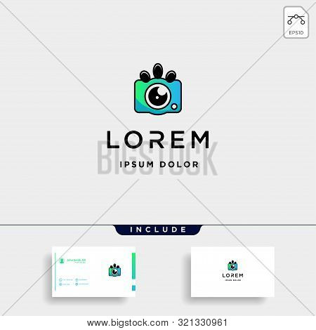 Dog Paw Camera Logo Template Vector Design