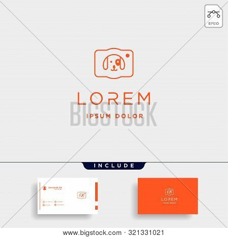 Dog Paw Camera Logo Template Vector Design