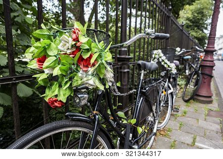 Amsterdam, Holland - July 1, 2017: Amsterdam Is One Of The Most Well Known Bicycle Friendly Cities W
