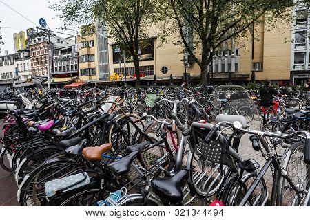 Amsterdam, Holland - July 1, 2017: Amsterdam Is One Of The Most Well Known Bicycle Friendly Cities W