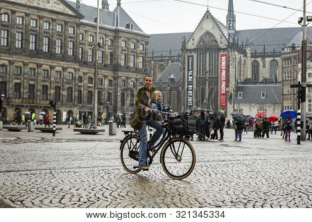 Amsterdam, Holland - July 1, 2017: Amsterdam Is One Of The Most Well Known Bicycle Friendly Cities W