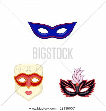 Isolated Object Of Carnival And Theatrical Logo. Set Of Carnival And Mystery Vector Icon For Stock.