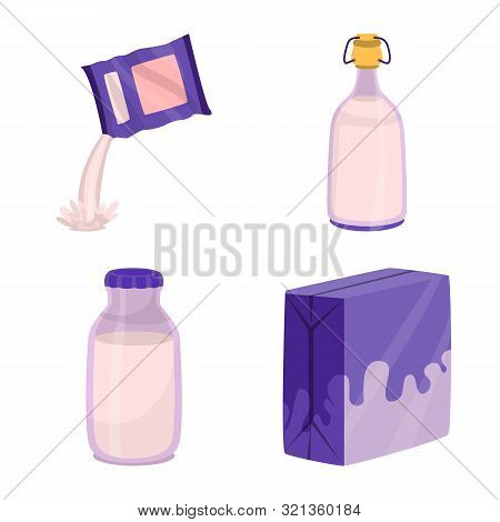 Isolated Object Of Food And Dairy Sign. Set Of Food And Calcium Stock Symbol For Web.