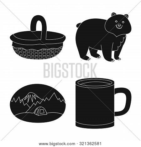 Isolated Object Of Barbeque And Rest Logo. Set Of Barbeque And Nature Stock Vector Illustration.