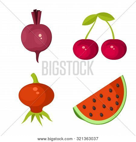 Vector Illustration Of Vegetable And Food Logo. Set Of Vegetable And Ripe Vector Icon For Stock.