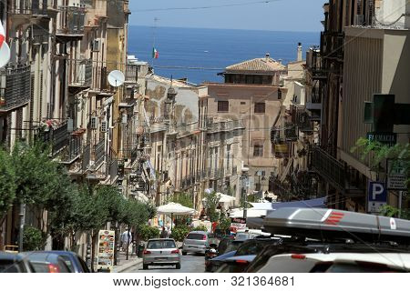 Castellammare Del Golfo, Italy - June 29, 2016: Overview Of The Seaside Town Of Castellammare Del Go