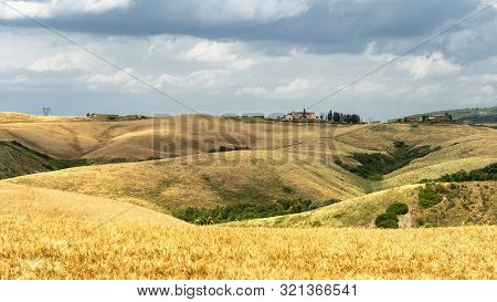 Summer Landscape Along The Road From Gambassi Terme To Volterra, Tuscany, Italy