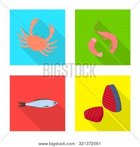 Vector Design Of Product And Ocean Icon. Set Of Product And Restaurant Stock Vector Illustration.