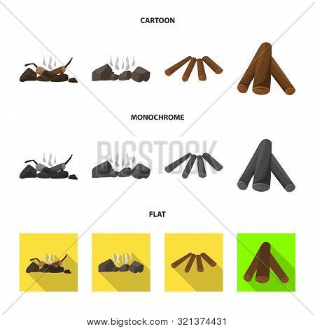 Vector Illustration Of Material And Logging Symbol. Set Of Material And Forestry Vector Icon For Sto