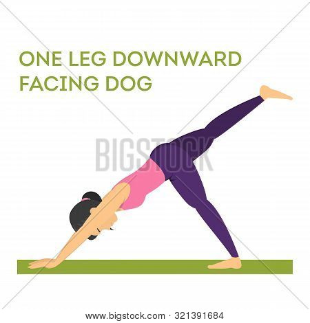 One Leg Downward Facing Dog Yoga Pose. Fitness Exercise