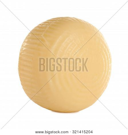 Head Of Tasty Fresh Cheese On White Background