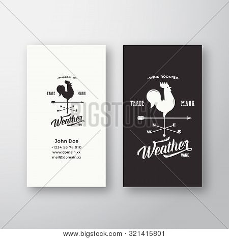 Windvane Rooster Abstract Vector Logo And Business Card Template. Premium Stationary Realistic Mock 
