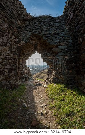 Fisheye View Of Soimos Fortress. Built In 1278