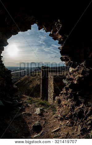 Fisheye View Of Soimos Fortress. Built In 1278