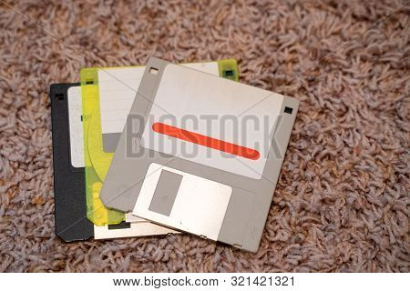 Three Outdated 3.5 Inch Floppy Disks, From The 1990s