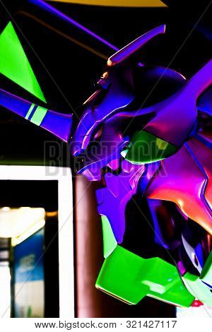 Hakata, Japan - Sep 10 2019: Statue Of Evangelion In Canal City Hakata.