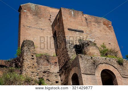 Ruins Of An Antique Monumental Fountain Called Trofei Di Mario Built In 226 Ad And  Located At Piazz