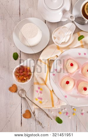 Sicilian Ricotta Cake (cassata) On White Dish.