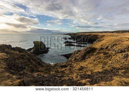 Views Near The Town Of Arnastapi In Iceland