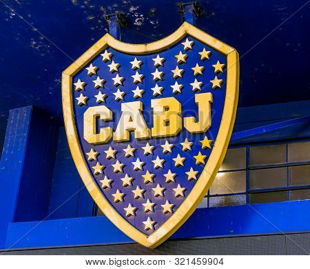 Buenos Aires, Argentina - July 18, 2017: Boca Juniors Emblem At The Bombonera