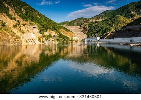 Water Dam Near Fierza In Albania, Europe