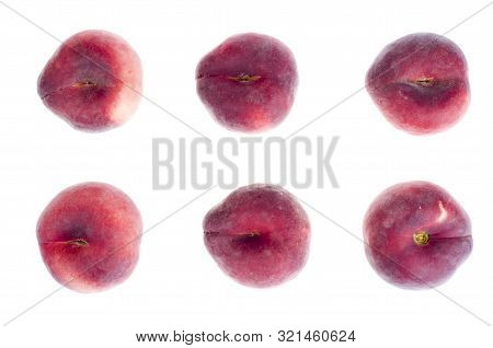Heap Of Sweet Paraguaya Peaches Isolated On White Background
