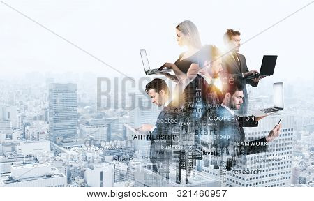Abtract Composition Of Team Of People At Work. Concept Of Teamwork And Partnership. Most Important B