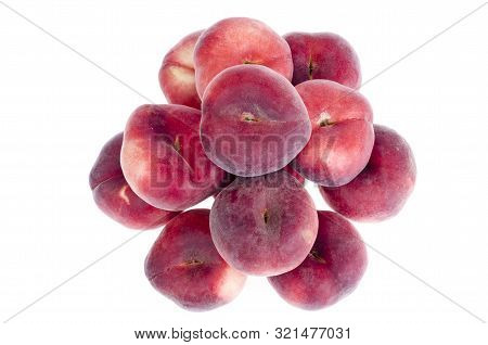 Heap Of Sweet Paraguaya Peaches Isolated On White Background