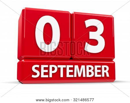 Red Cubes - The Third Of September - On A White Table - Independence Movement Day In Tunisia, Three-