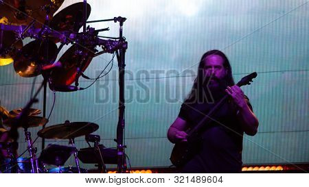 SIBIU, ROMANIA - JULY 26, 2019: James LaBrie vocalist of the progressive metal band Dream Theater performing live at Artmania Festival
