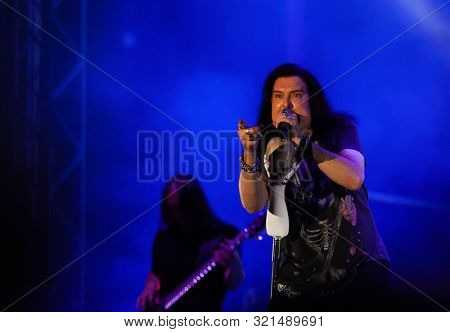 SIBIU, ROMANIA - JULY 26, 2019: James LaBrie vocalist of the progressive metal band Dream Theater performing live at Artmania Festival