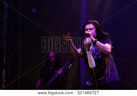 SIBIU, ROMANIA - JULY 26, 2019: James LaBrie vocalist of the progressive metal band Dream Theater performing live at Artmania Festival